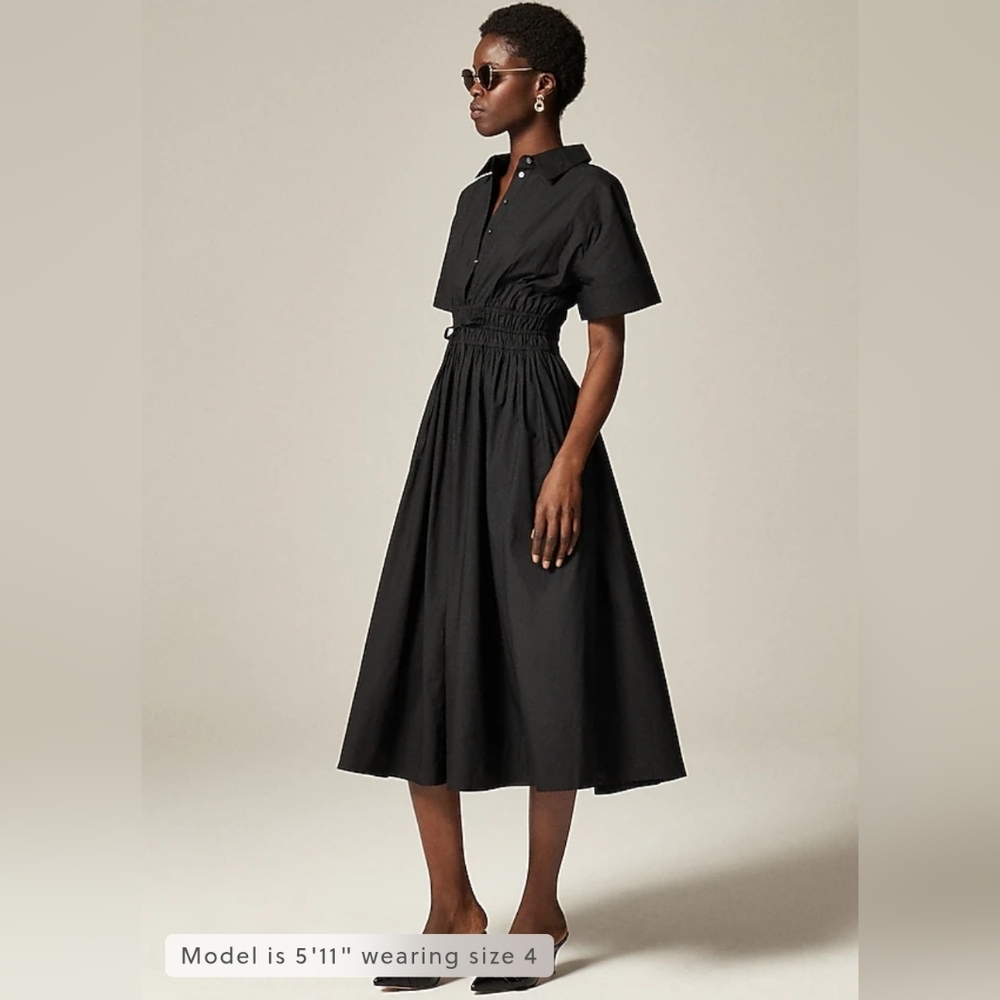 Nwt J. Crew Elena Shirt Dress in Cotton Poplin Black